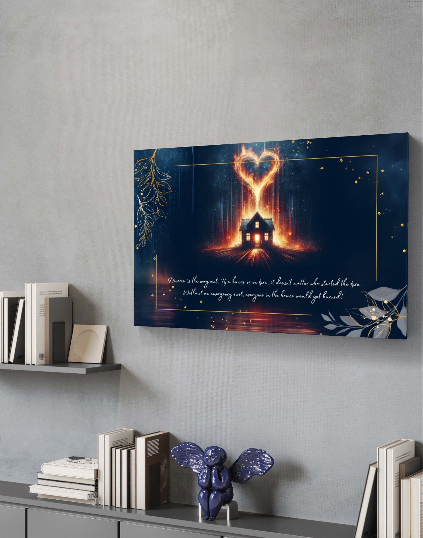 100439 Divorce is the way out. If a house is on fire, it doesn’t matter who started the fire. Without an emergency exit, everyone in the house would get burned!