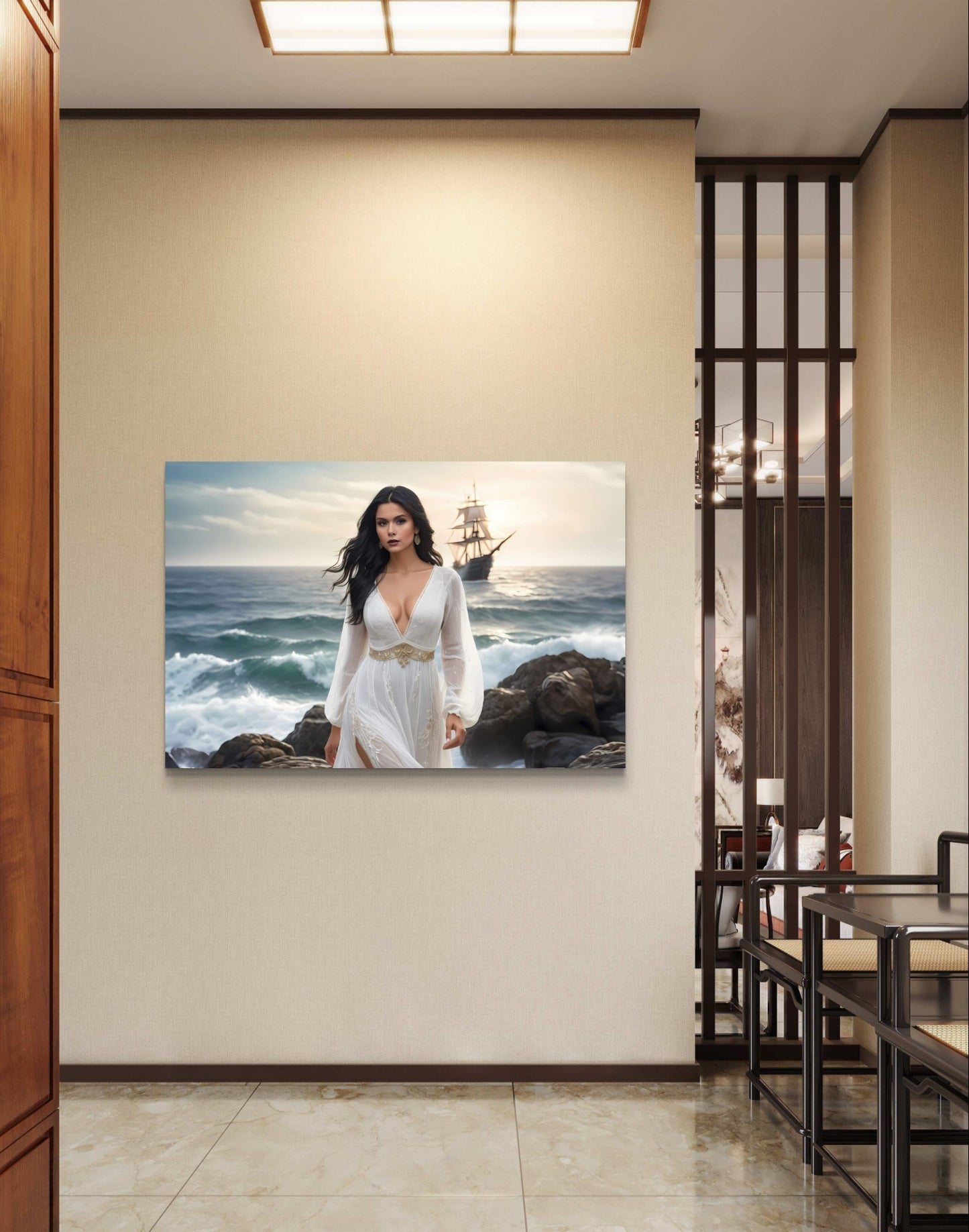 100881 WHITE LONG-SLEEVED DRESS LADY