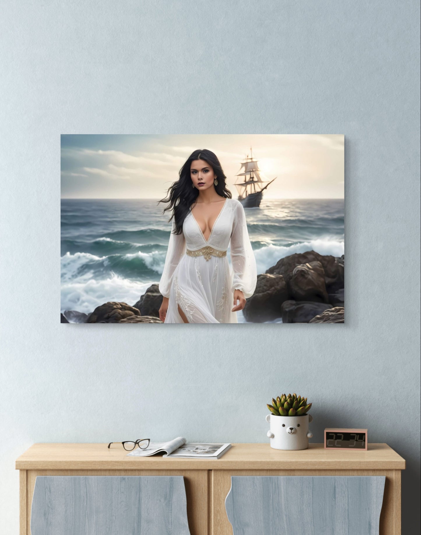 100881 WHITE LONG-SLEEVED DRESS LADY