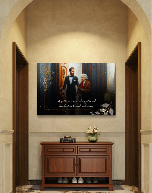 100474 A gentleman is a man who is polite and considerate in his words and actions.