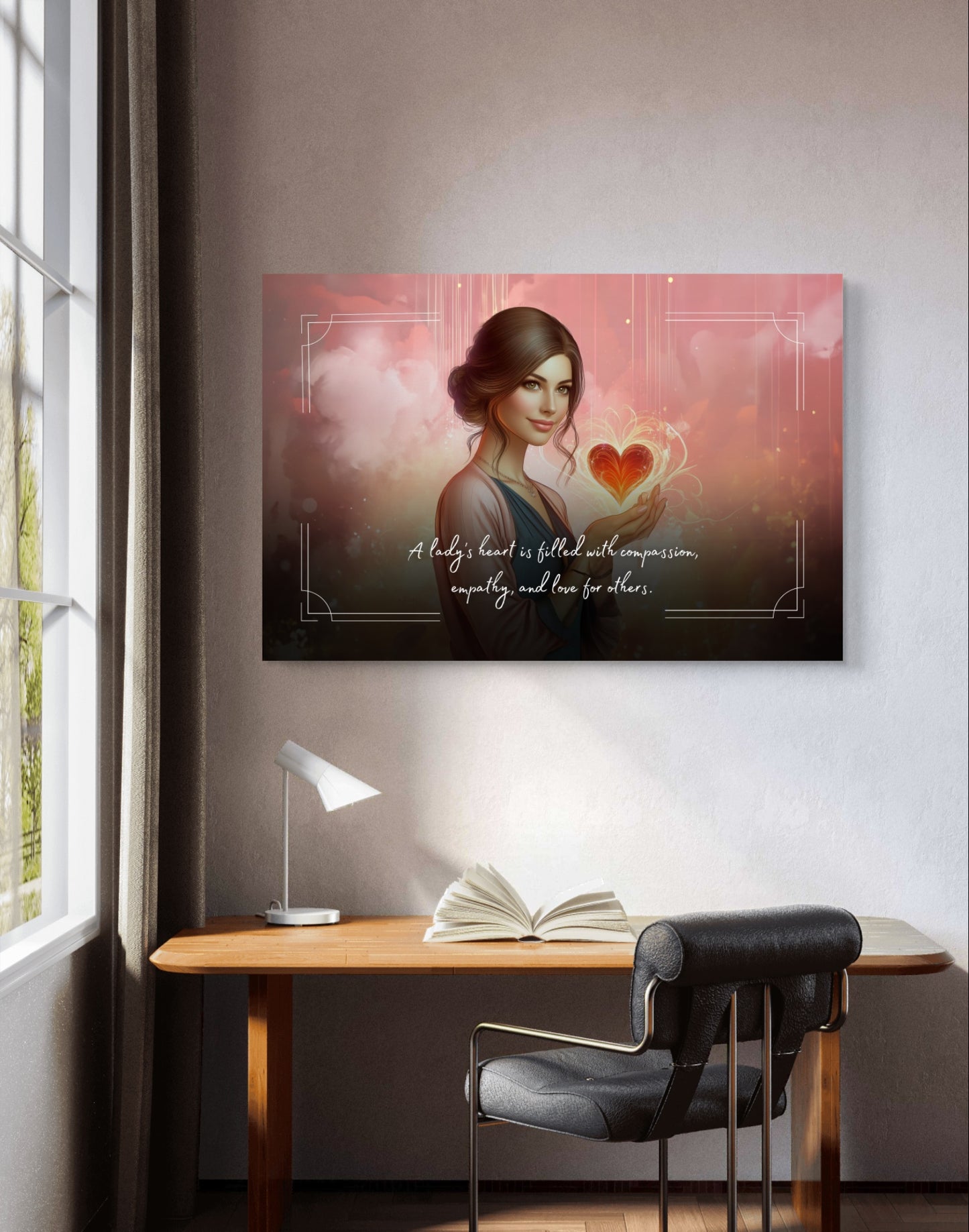 100490 A lady’s heart is filled with compassion, empathy, and love for others.