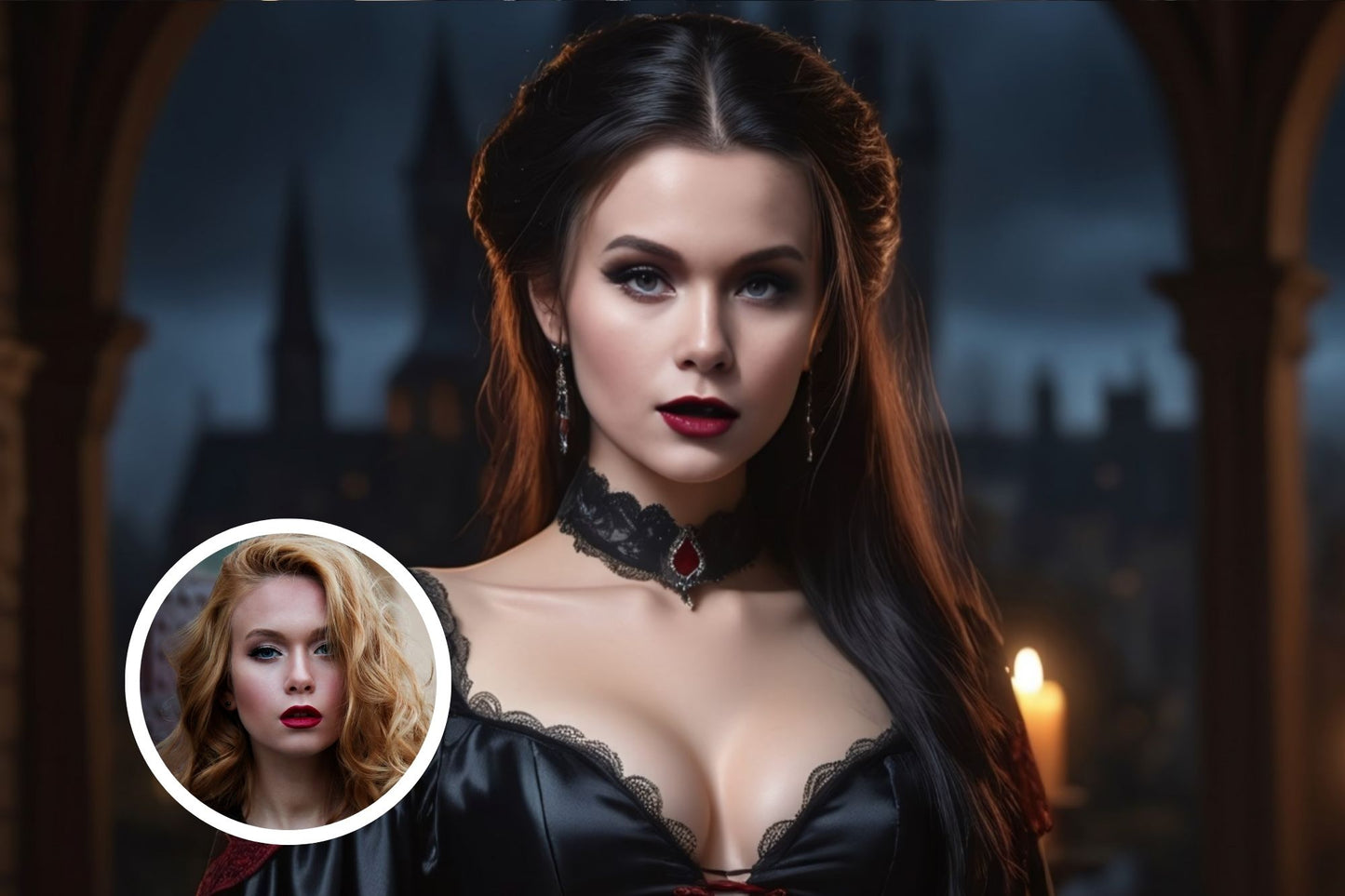 100884 ELEGANT DARK DRESS, GOTHIC LADY