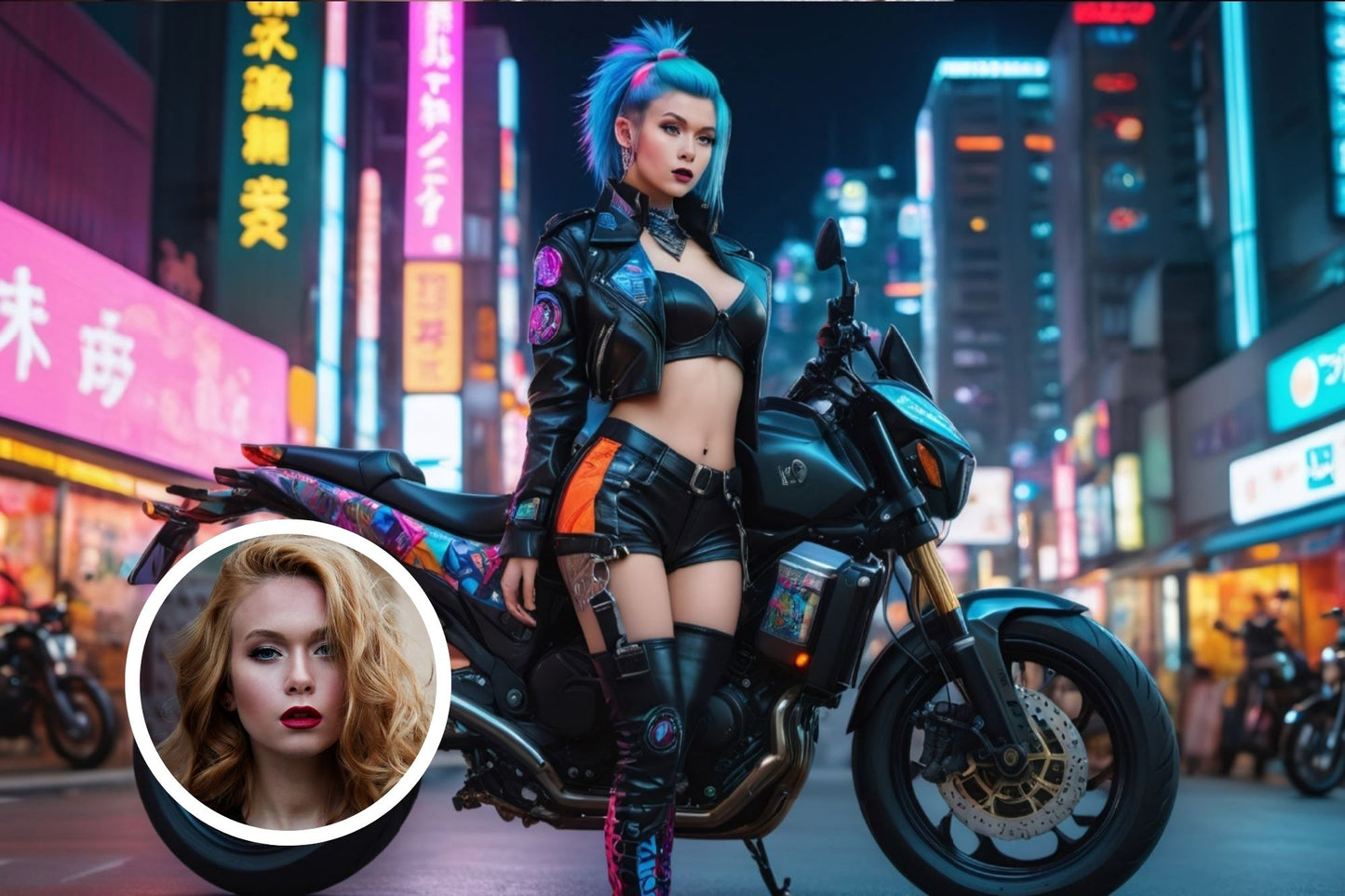 101062 SEXY GIRL ON A MOTOR CYCLE CYBERPUNK