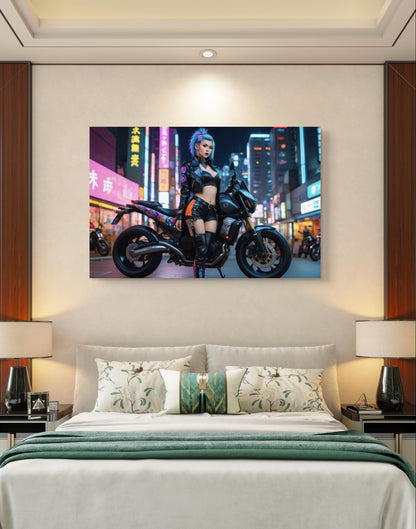 101062 SEXY GIRL ON A MOTOR CYCLE CYBERPUNK