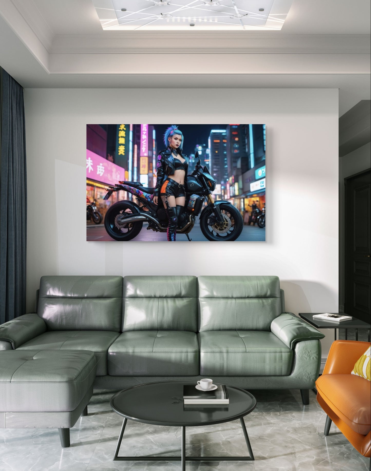 101062 SEXY GIRL ON A MOTOR CYCLE CYBERPUNK