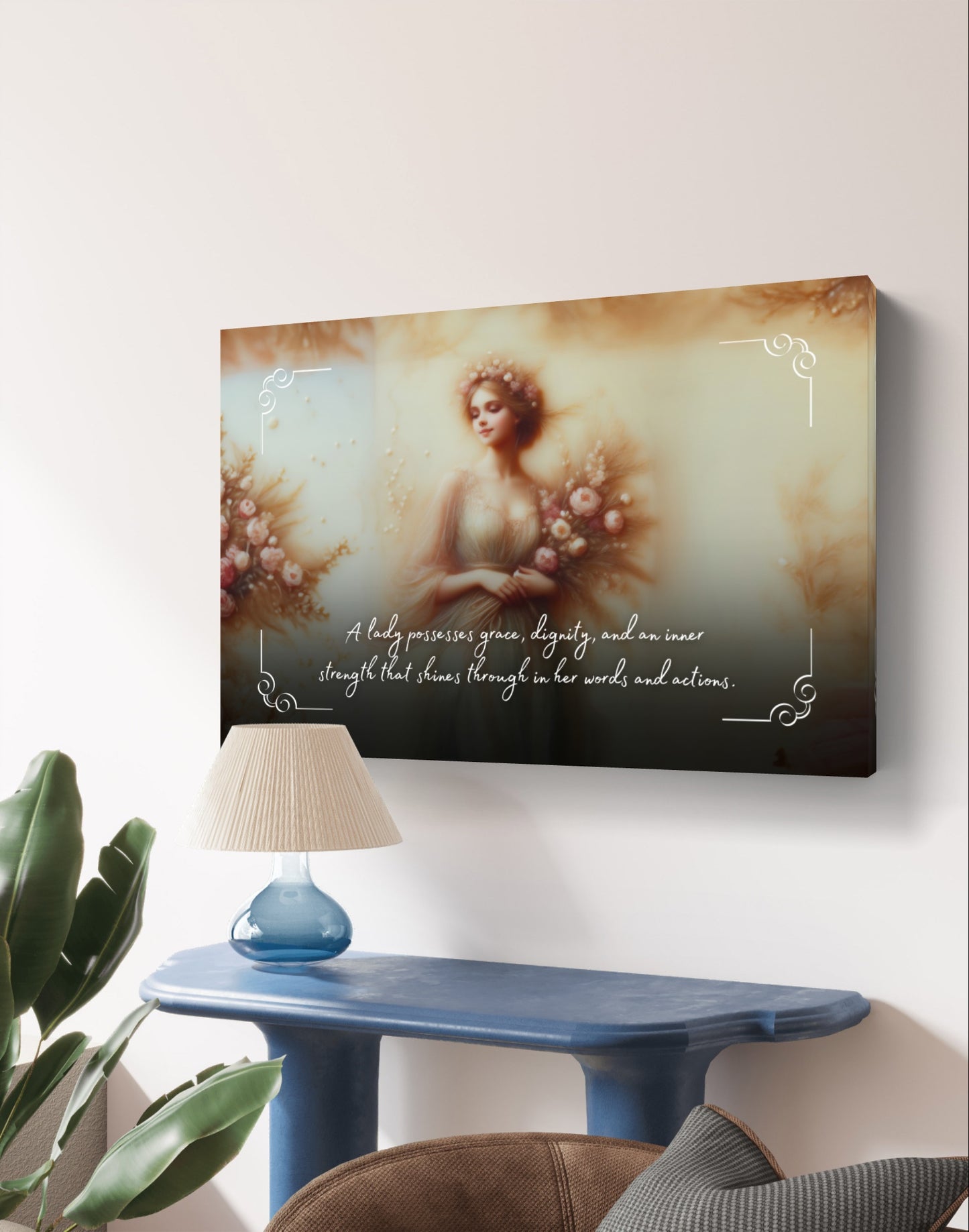100480 A lady possesses grace, dignity, and an inner strength that shines through in her words and actions.